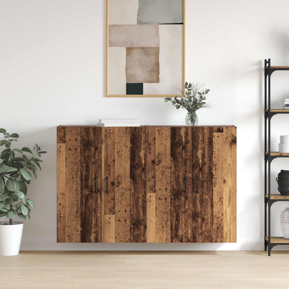 Wandkast 2 pcs Oudhout 69,5 x 34 x 90 cm Bewerkt hout is nu te koop bij PeponiXL, paradijselijk wonen!