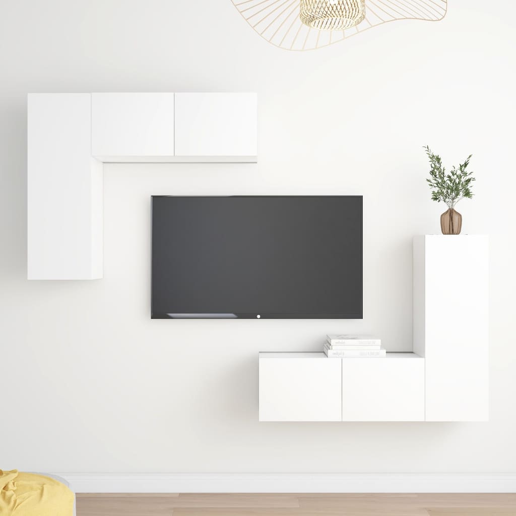 4-delige Tv-meubelset bewerkt hout wit is nu te koop bij PeponiXL, paradijselijk wonen!