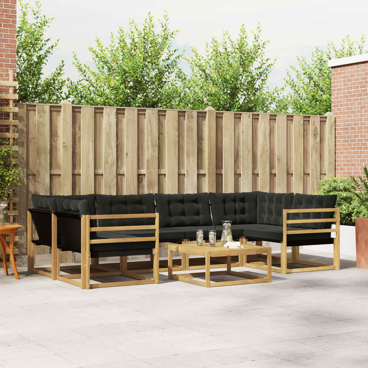 Buiten bankenset 7 pcs Wit en zwart 79 x 79 x 37 cm is nu te koop bij PeponiXL, paradijselijk wonen!