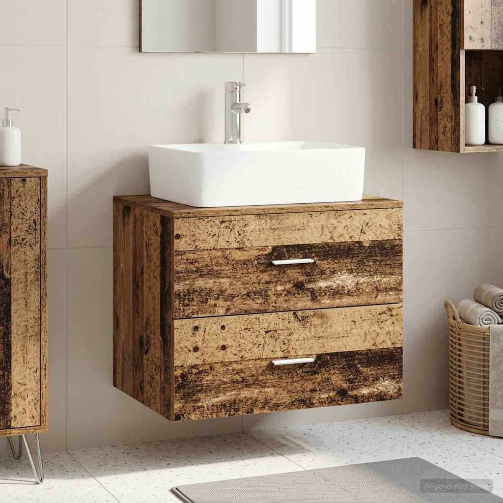 Wandgemonteerde Badkamerkast Oud hout 62,5 x 44,5 x 50 cm is nu te koop bij PeponiXL, paradijselijk wonen!