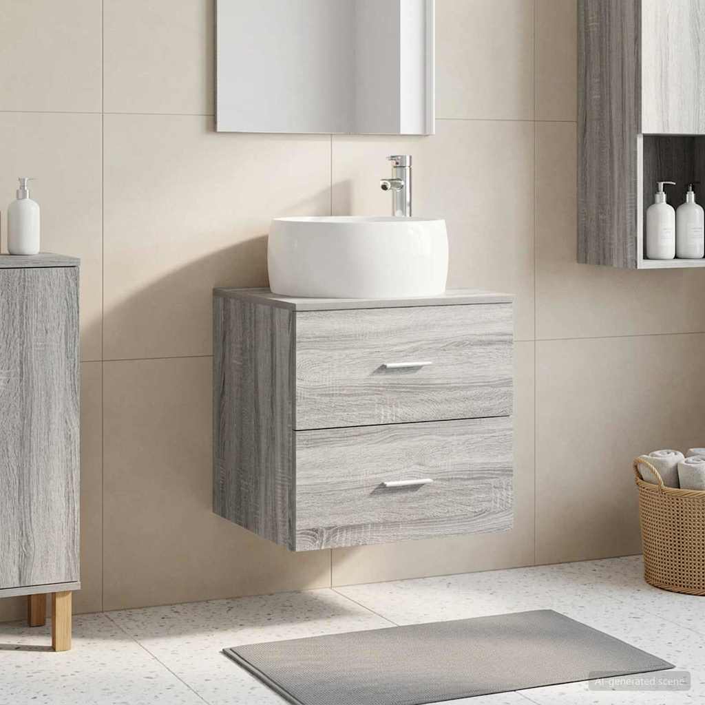 Wandgemonteerde wastafelmeubel Grijs Sonoma 49,5 x 44,5 x 66 cm is nu te koop bij PeponiXL, paradijselijk wonen!