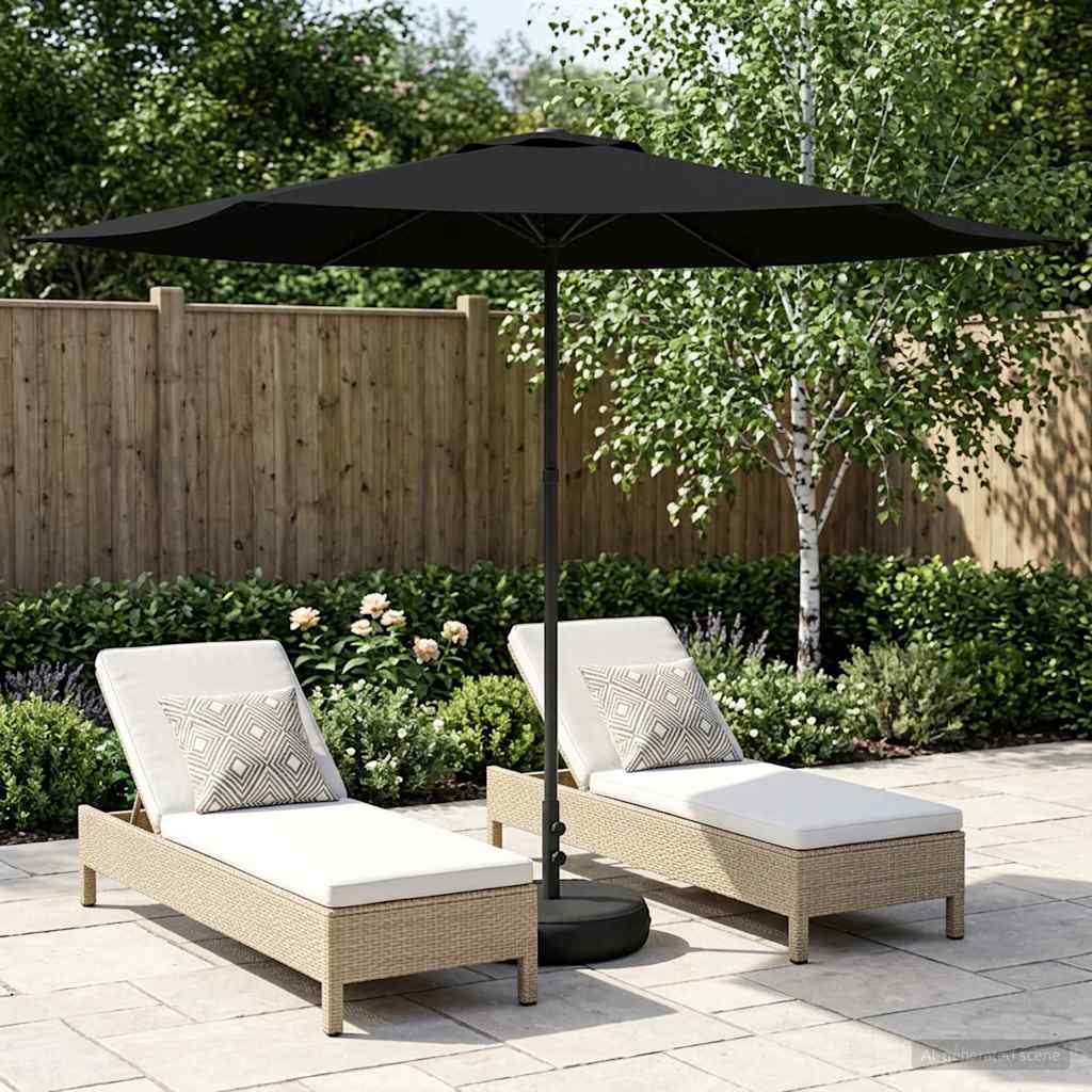 Tuinparasol met Basis 300 x 300 cm Polyester Rechthoekig Zwart is nu te koop bij PeponiXL, paradijselijk wonen!