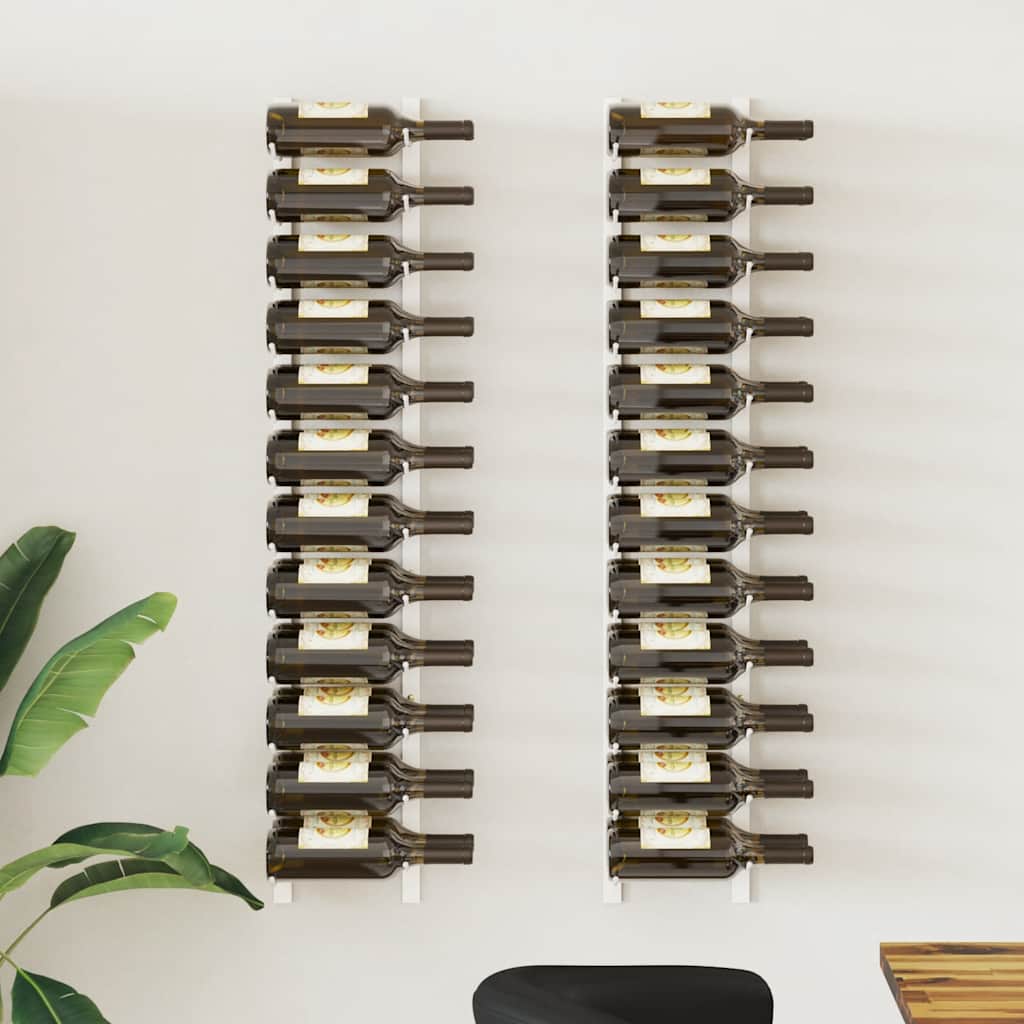 Wijnrekken 2 st wandmontage voor 24 flessen ijzer wit is nu te koop bij PeponiXL, paradijselijk wonen!