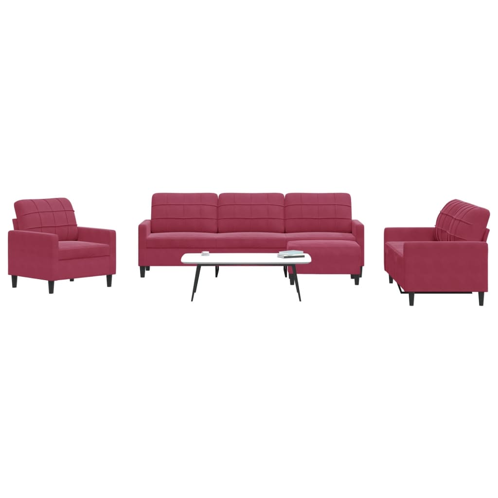 4-delige Loungeset met kussens fluweel wijnrood is nu te koop bij PeponiXL, paradijselijk wonen!