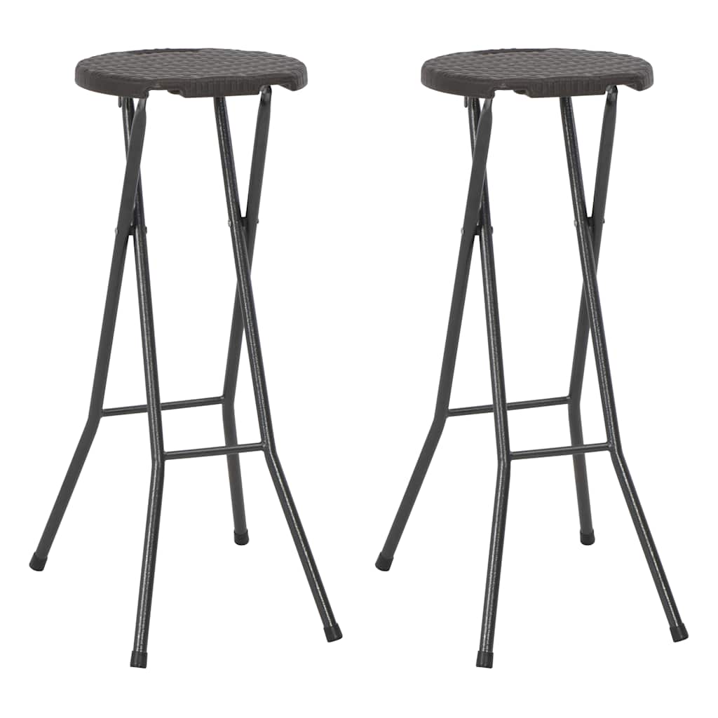 Barkrukken inklapbaar 2 st rattan look HDPE en staal bruin is nu te koop bij PeponiXL, paradijselijk wonen!