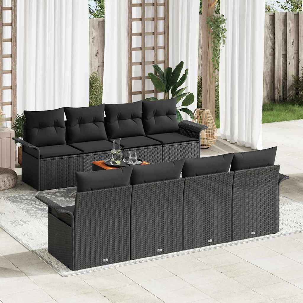 Tuinbankenset met kussen 9 pcs Zwart poly rattan is nu te koop bij PeponiXL, paradijselijk wonen!
