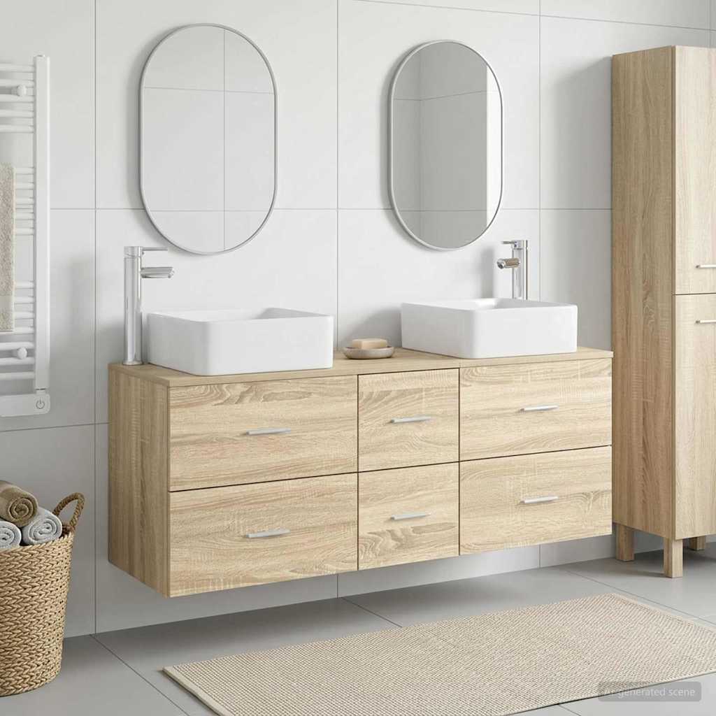Badkamerkastenset 3 st Sonoma Eiken 49,5 x 41 x 63 cm is nu te koop bij PeponiXL, paradijselijk wonen!