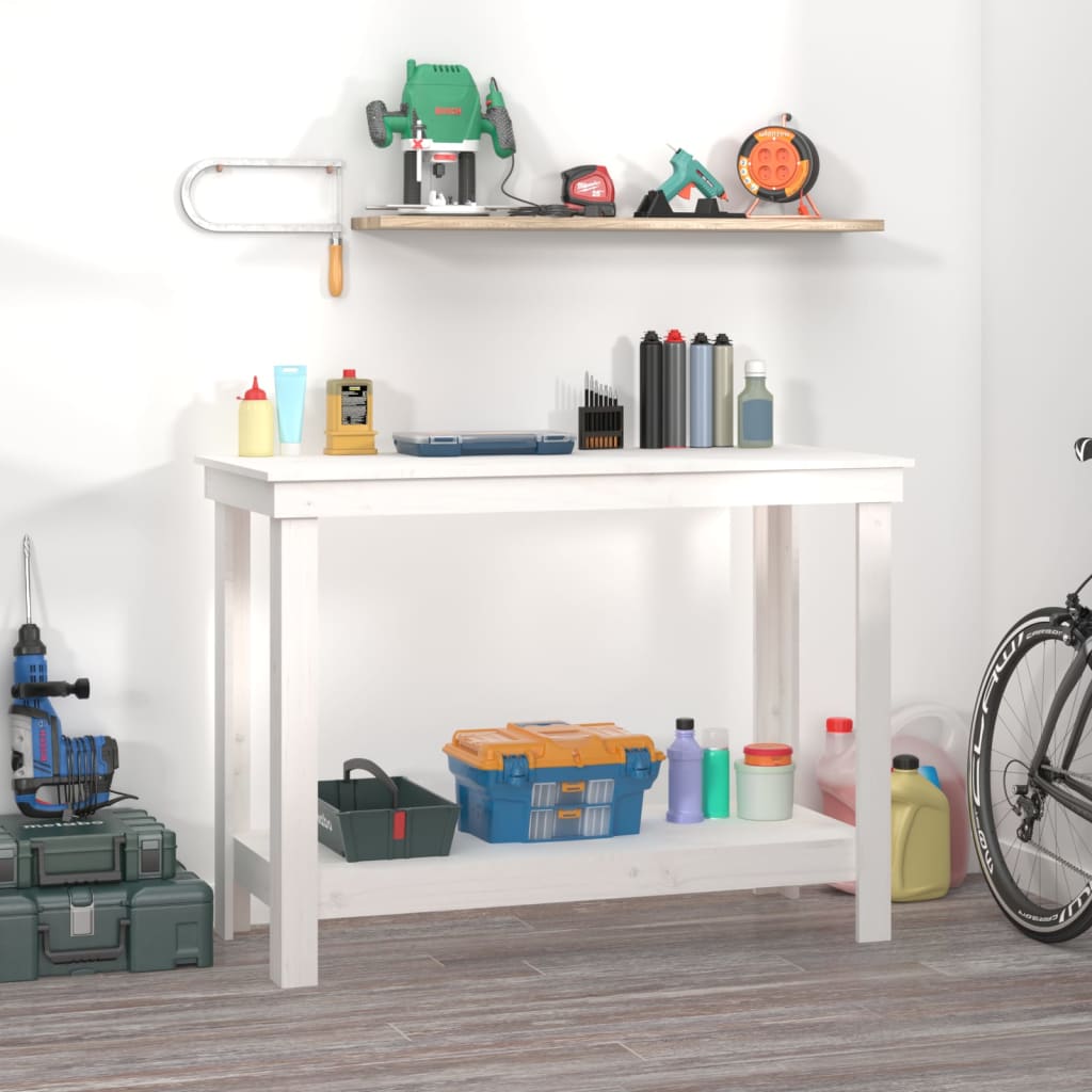Werkbank 110x50x80 cm massief grenenhout wit is nu te koop bij PeponiXL, paradijselijk wonen!