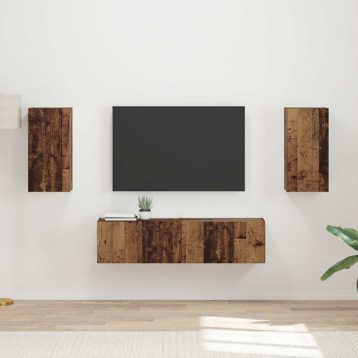 Tv-meubelset 4 pcs Oudhout Bewerkt hout is nu te koop bij PeponiXL, paradijselijk wonen!