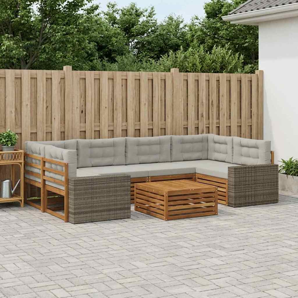 Buiten bankenset 7 pcs Naturel en lichtgrijs Polyester is nu te koop bij PeponiXL, paradijselijk wonen!