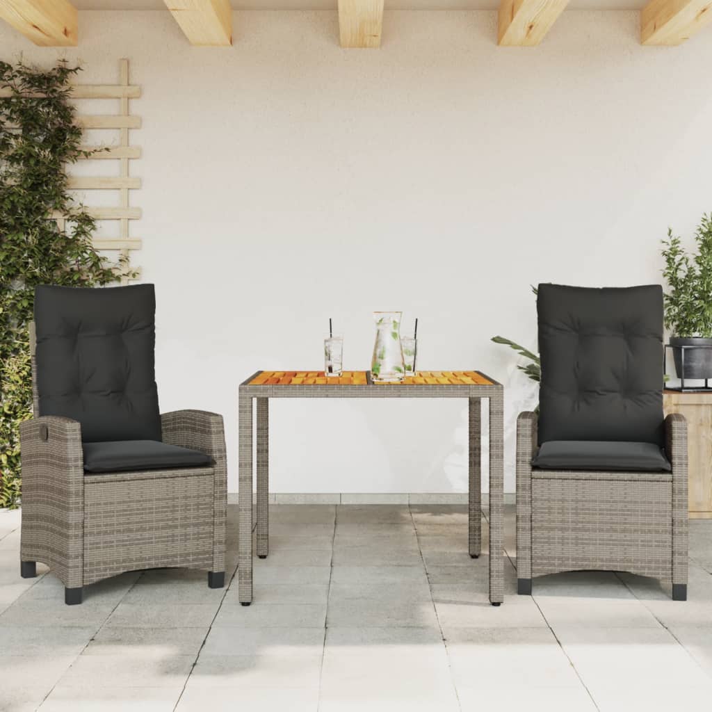 3-delige Tuinset met kussens poly rattan grijs is nu te koop bij PeponiXL, paradijselijk wonen!