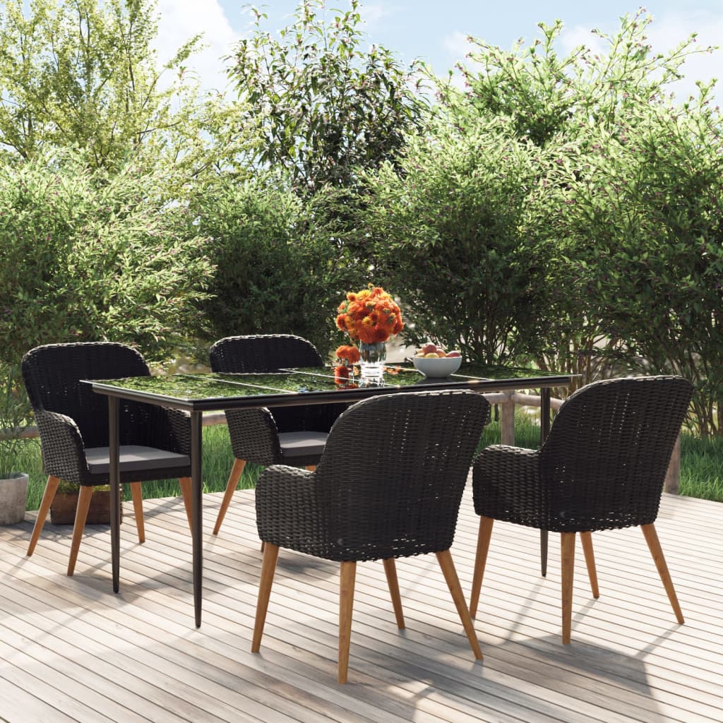 5-delige Tuinset met kussens zwart is nu te koop bij PeponiXL, paradijselijk wonen!