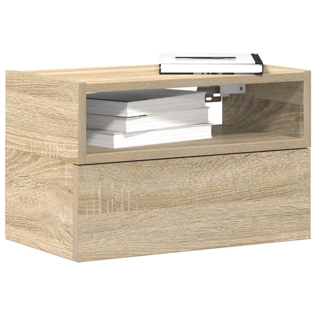 Nachtkastje wandgemonteerd 45x26x28,5 cm sonoma eikenkleurig is nu te koop bij PeponiXL, paradijselijk wonen!