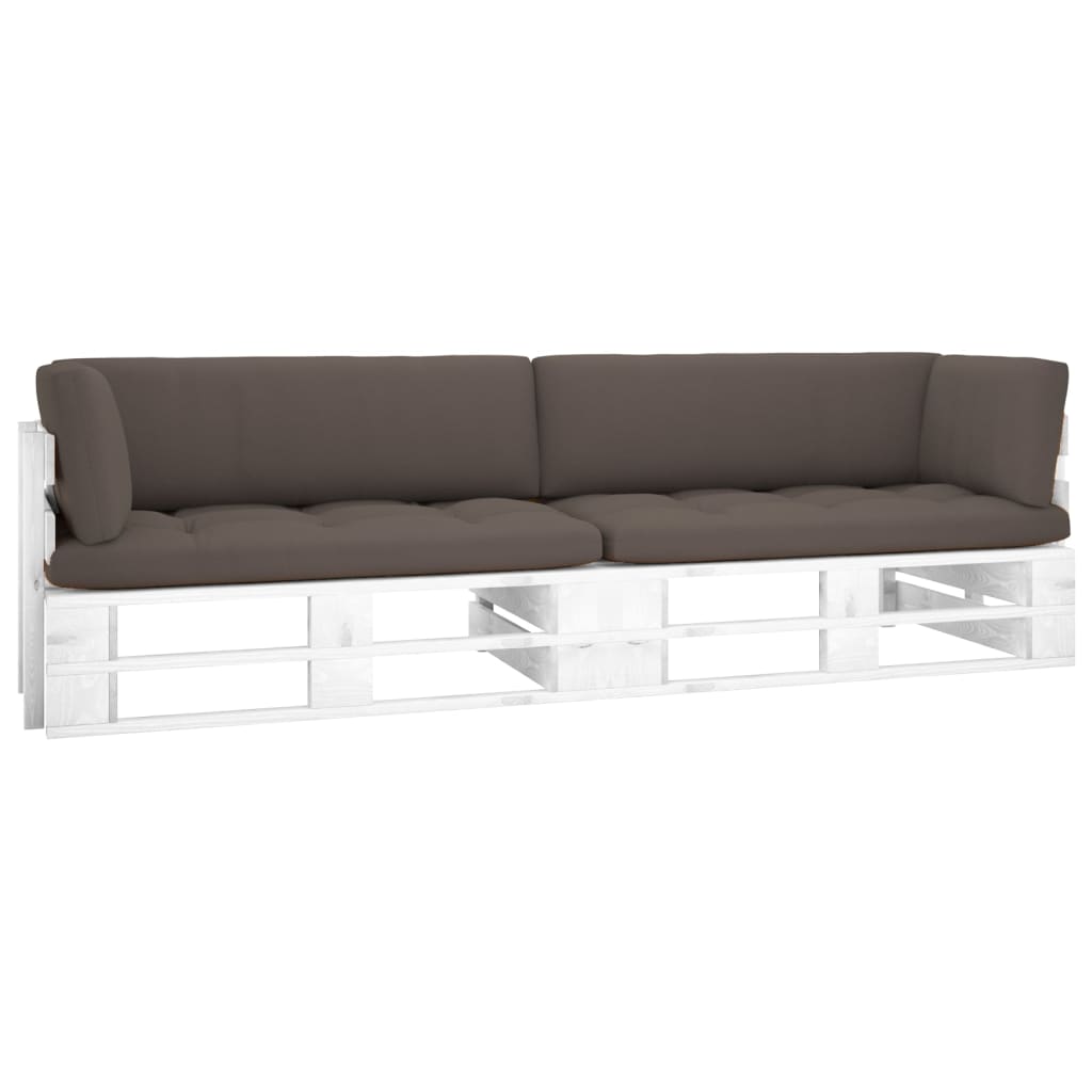 Tweezitsbank pallet met kussens wit geïmpregneerd grenenhout is nu te koop bij PeponiXL, paradijselijk wonen!