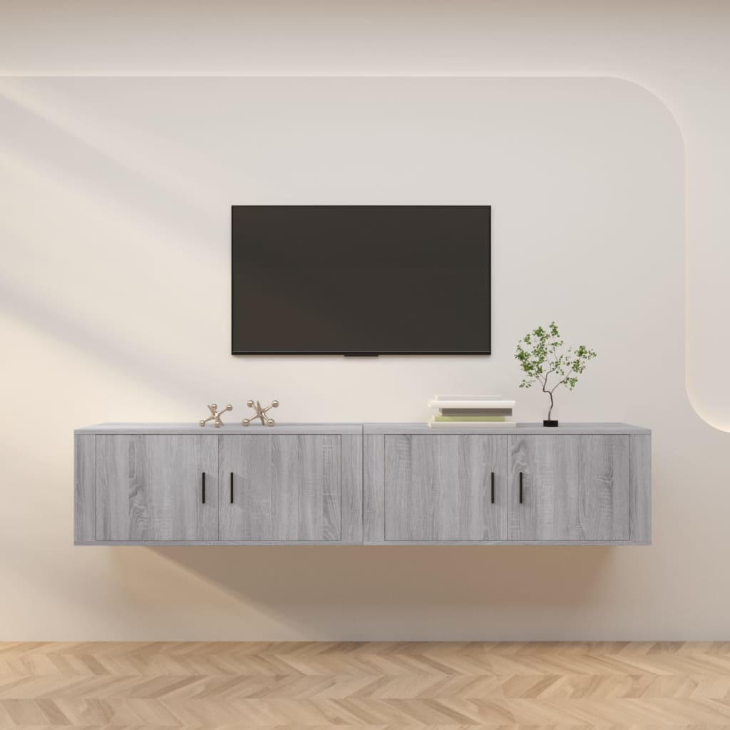 Tv-wandmeubels 2 st 100x34,5x40 cm grijs sonoma eikenkleurig is nu te koop bij PeponiXL, paradijselijk wonen!