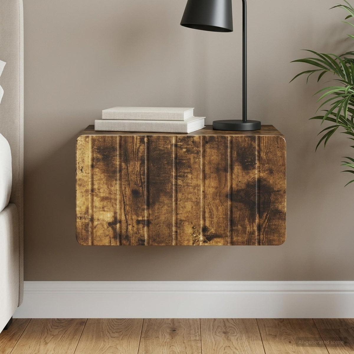 Wandbeugel Bedkast Gerookt eiken 49 x 34,5 x 24 cm Bewerkt hout is nu te koop bij PeponiXL, paradijselijk wonen!