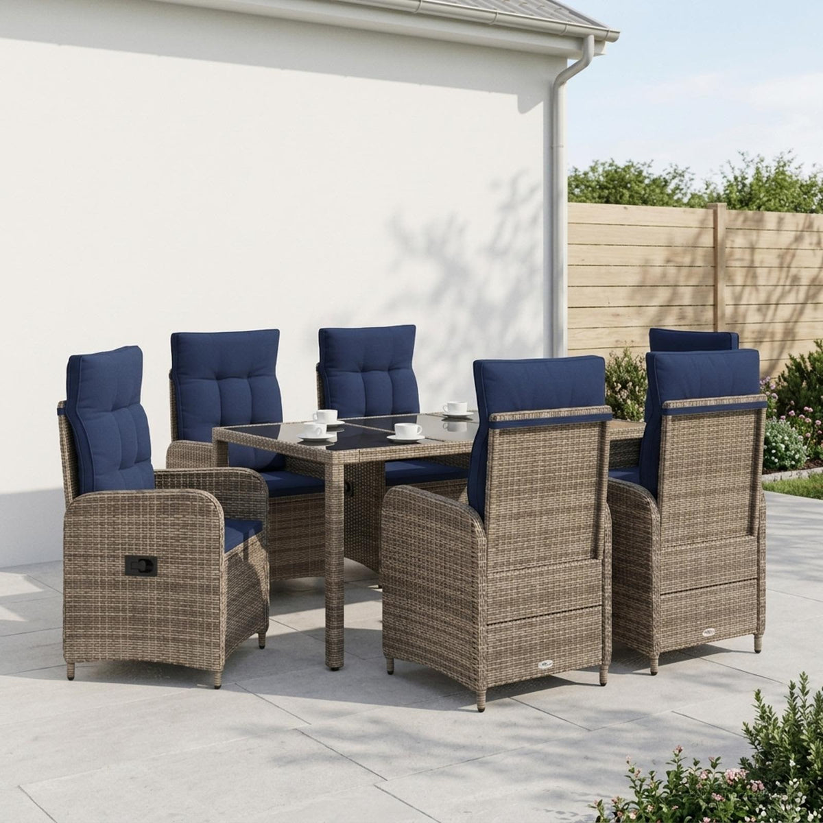 Buiten eettafelset 7 pcs poly rattan is nu te koop bij PeponiXL, paradijselijk wonen!