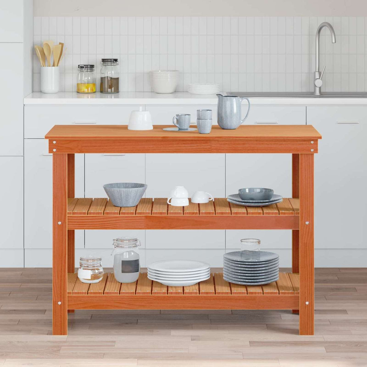 Werkbank Wasbruin 110,5 x 50 x 80 cm Massief grenenhout is nu te koop bij PeponiXL, paradijselijk wonen!
