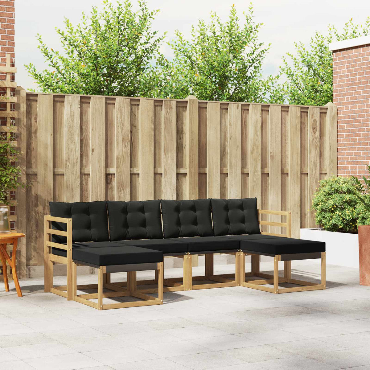 Buiten bankenset met kussen 6 pcs Wit en zwart is nu te koop bij PeponiXL, paradijselijk wonen!