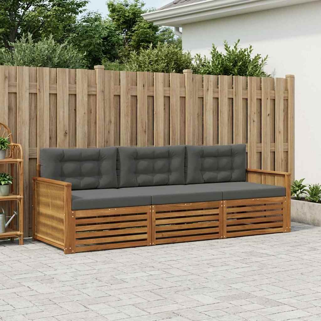 Buiten bankenset met kussen 3 pcs Natuurlijk en Antraciet is nu te koop bij PeponiXL, paradijselijk wonen!