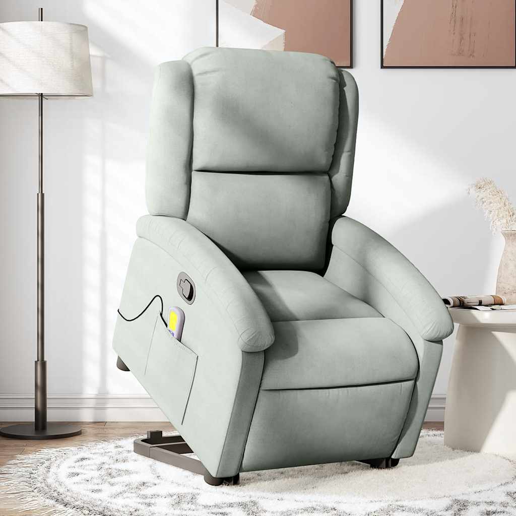 Sta-op-massagestoel verstelbaar fluweel lichtgrijs is nu te koop bij PeponiXL, paradijselijk wonen!