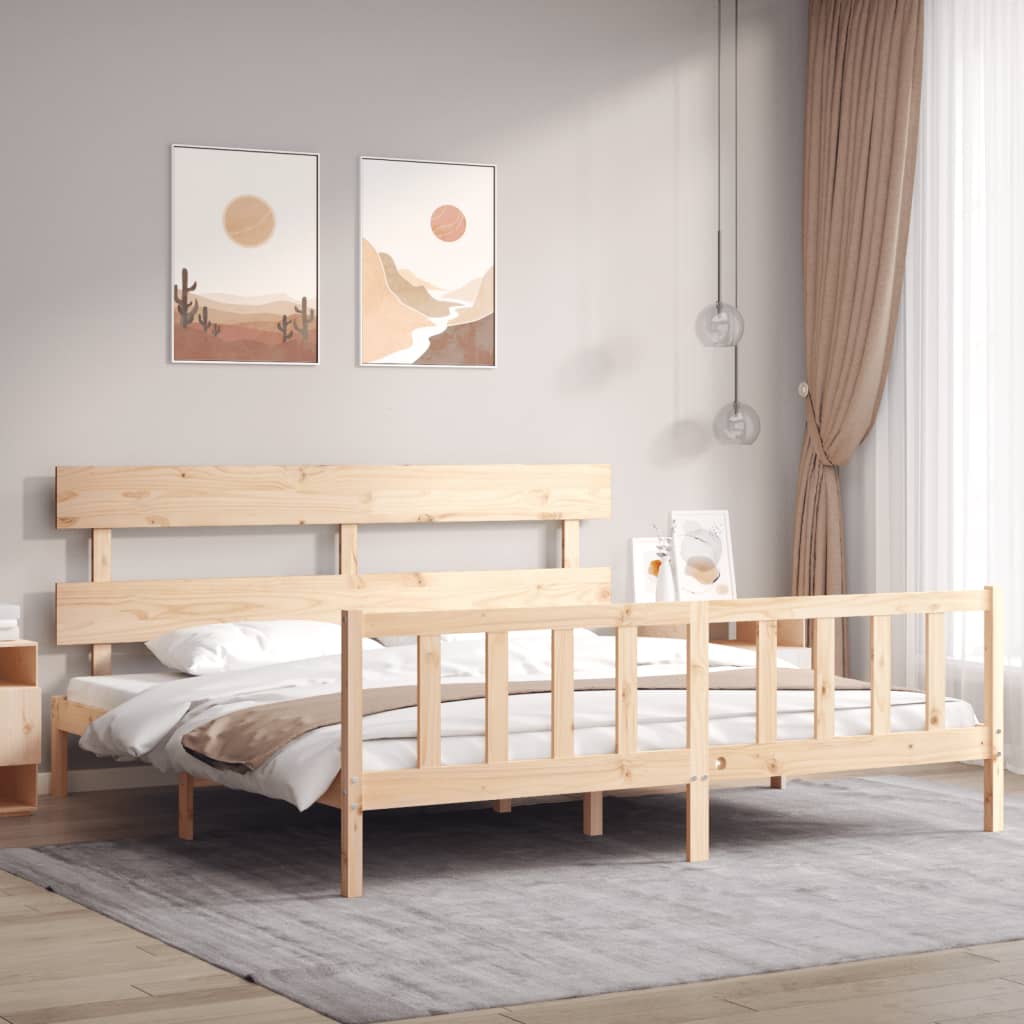 Bedframe met hoofdbord massief hout is nu te koop bij PeponiXL, paradijselijk wonen!