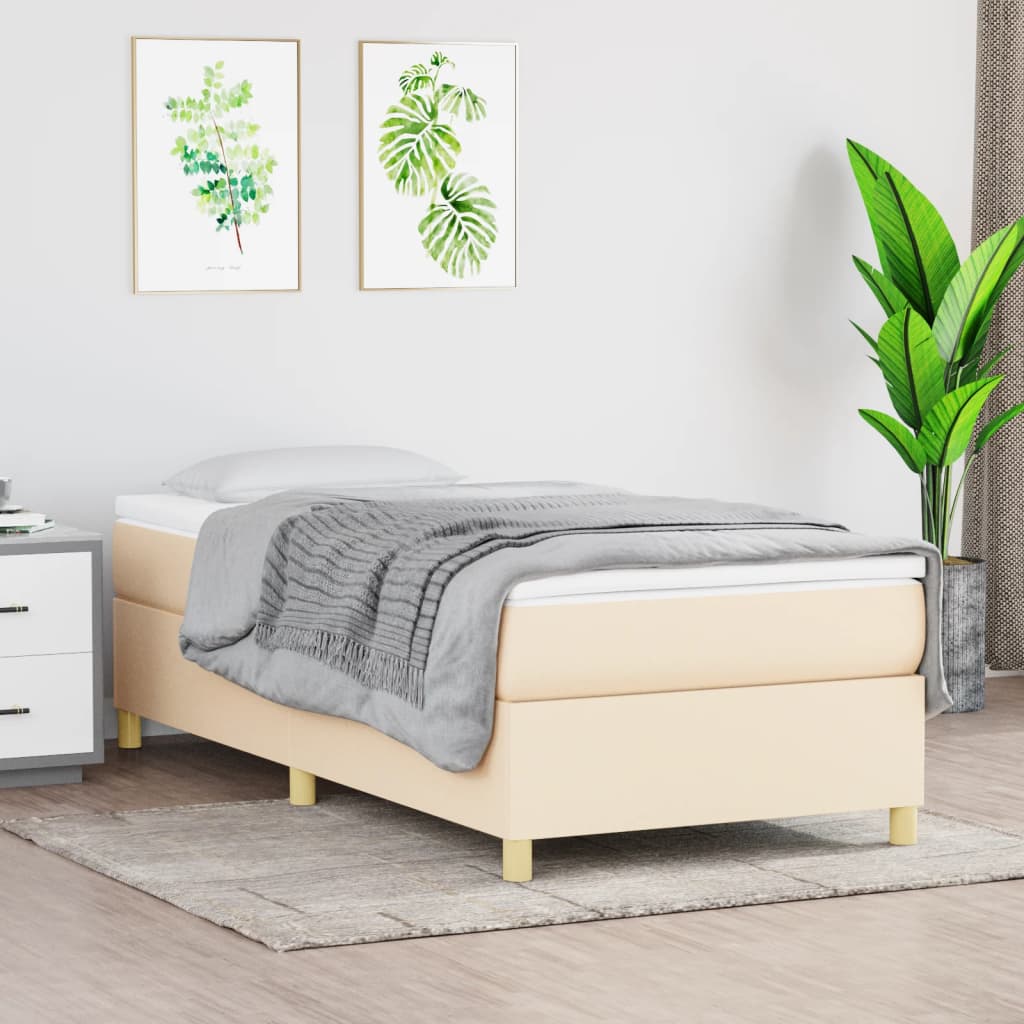 Boxspring met matras stof crèmekleurig 90x200 cm is nu te koop bij PeponiXL, paradijselijk wonen!