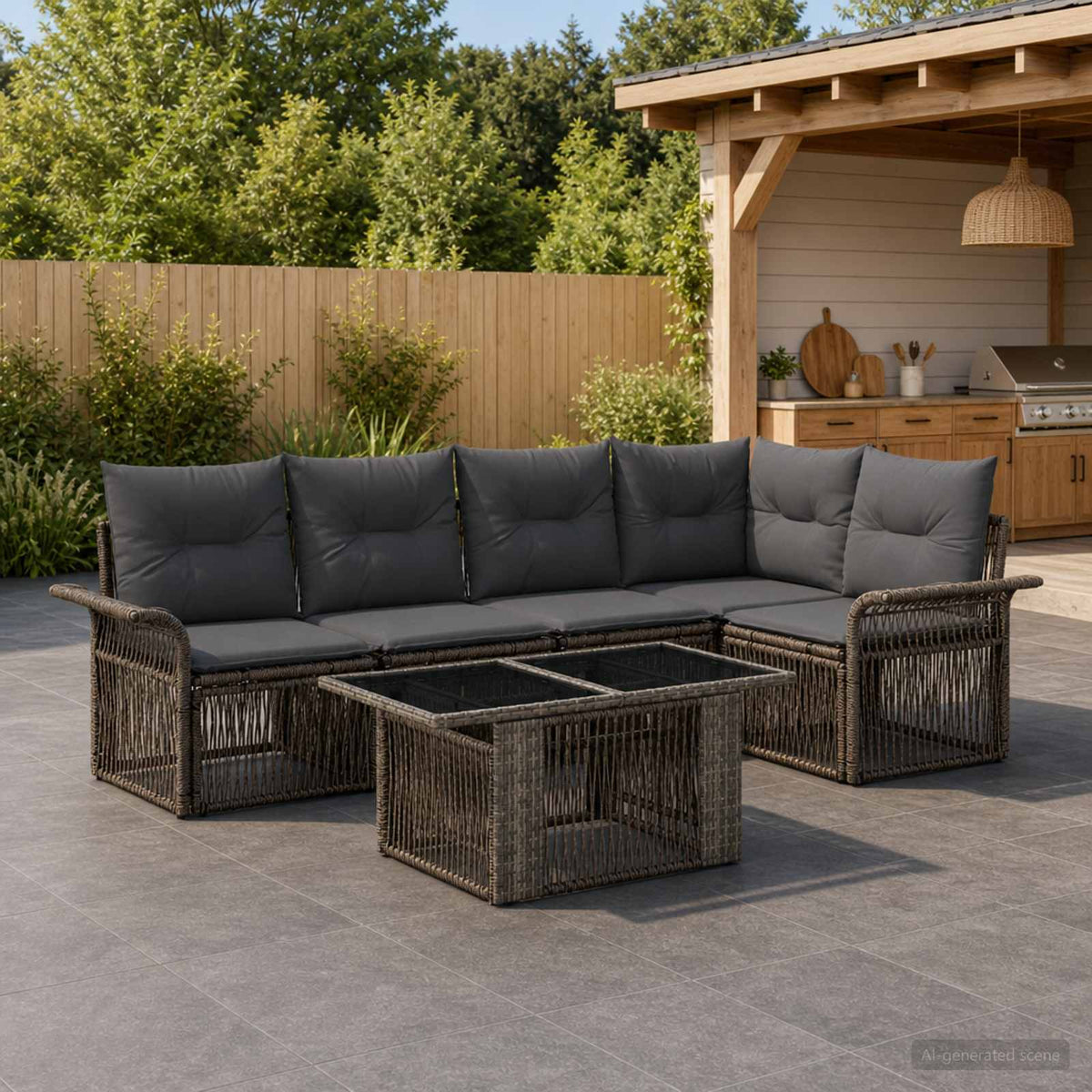 Tuinbankenset 6 st Grijs en Donkergrijs poly rattan is nu te koop bij PeponiXL, paradijselijk wonen!