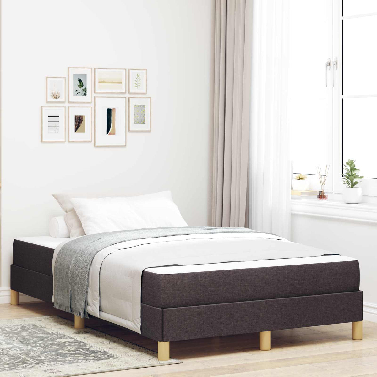 Boxspringbed met matras Donkerbruin 120 x 200 cm Stof is nu te koop bij PeponiXL, paradijselijk wonen!
