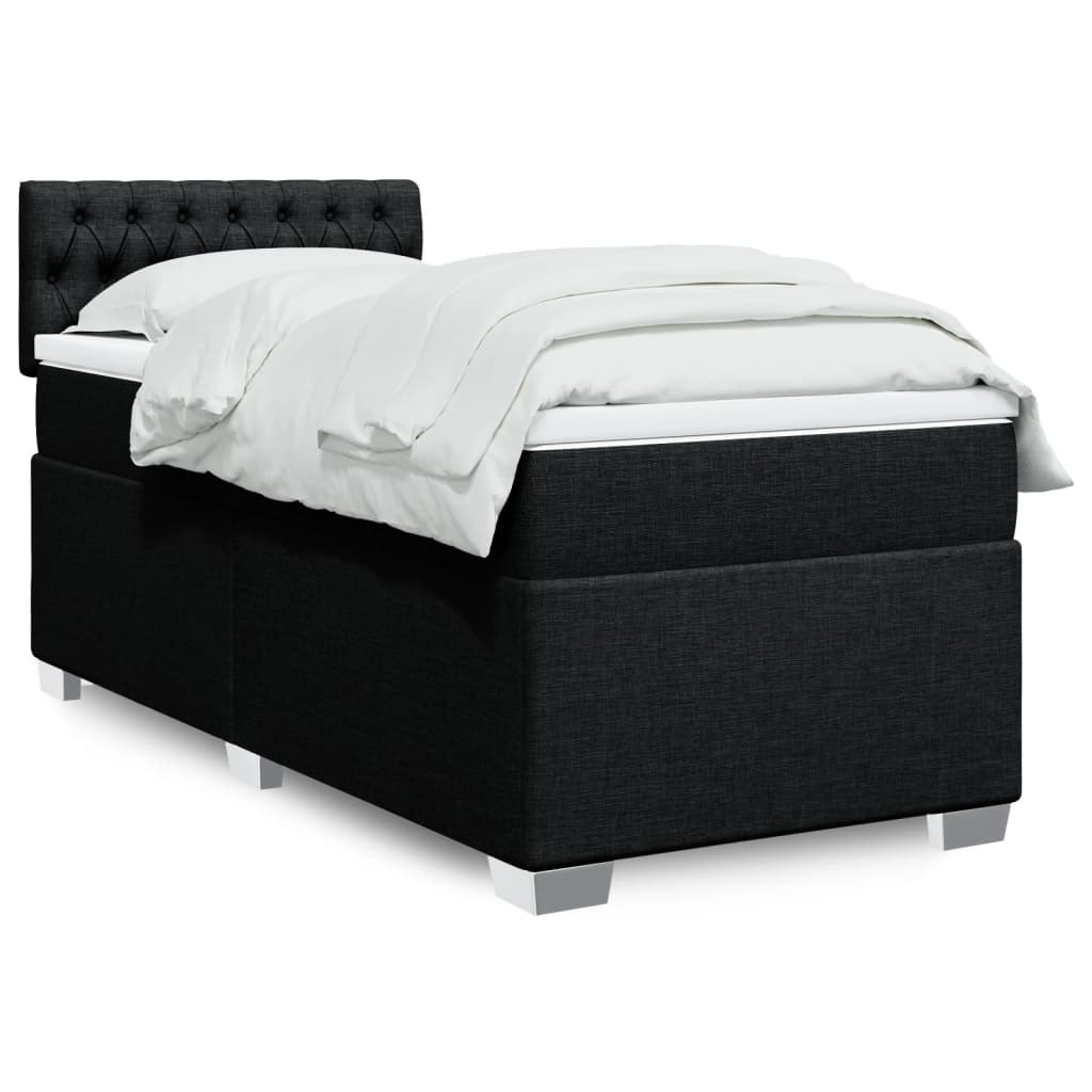 Boxspring met matras stof zwart 100x200 cm is nu te koop bij PeponiXL, paradijselijk wonen!