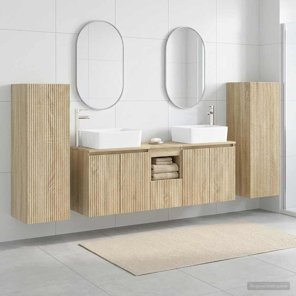 Badkamermeubelset 5 st Sonoma Eiken 33 x 34,5 x 100 cm is nu te koop bij PeponiXL, paradijselijk wonen!