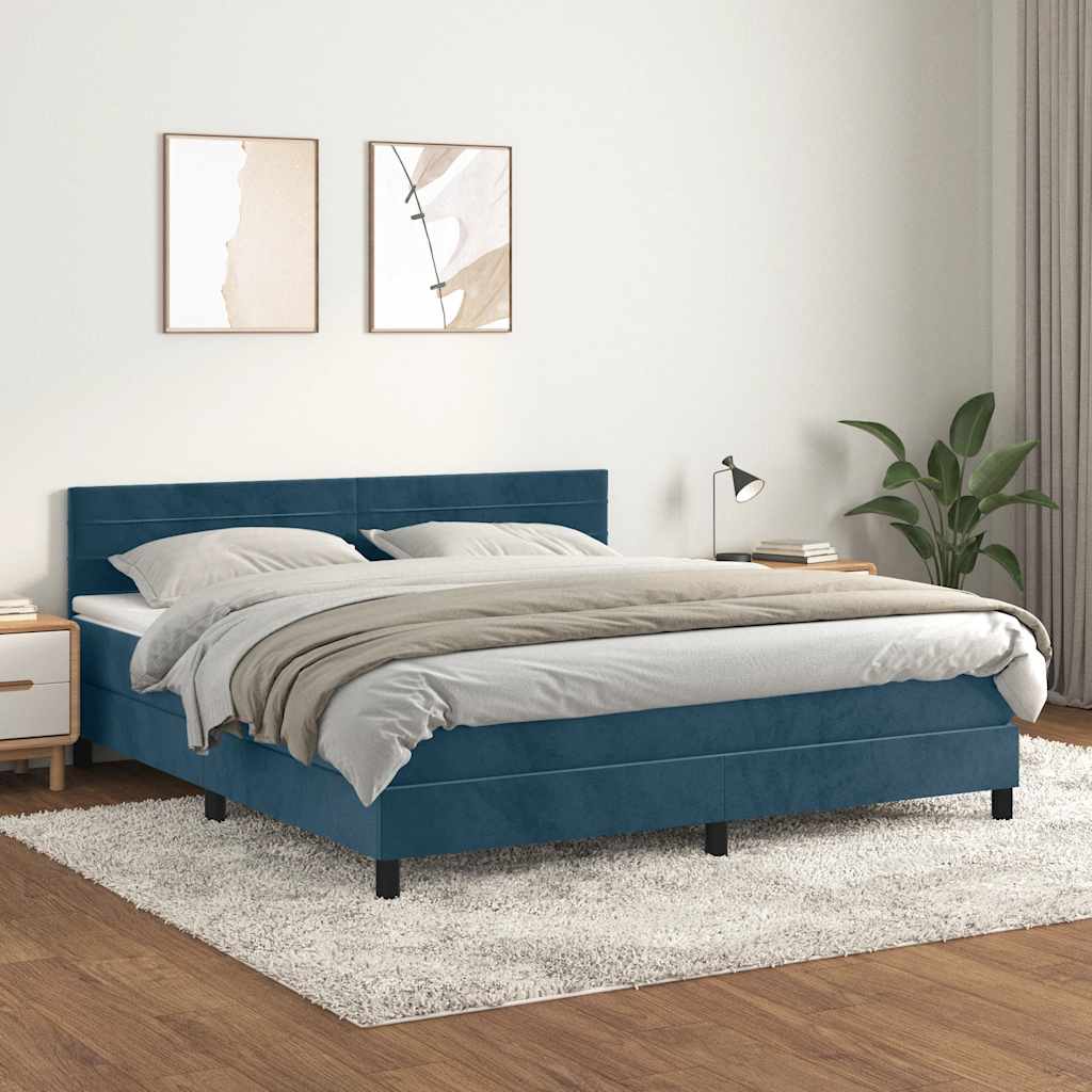 Boxspring met matras fluweel donkerblauw 180x200 cm is nu te koop bij PeponiXL, paradijselijk wonen!