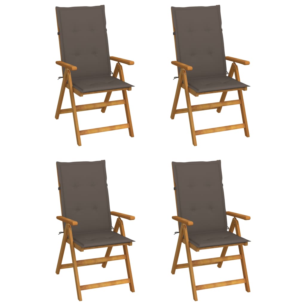 Tuinstoelen 4 st verstelbaar met kussens massief acaciahout is nu te koop bij PeponiXL, paradijselijk wonen!