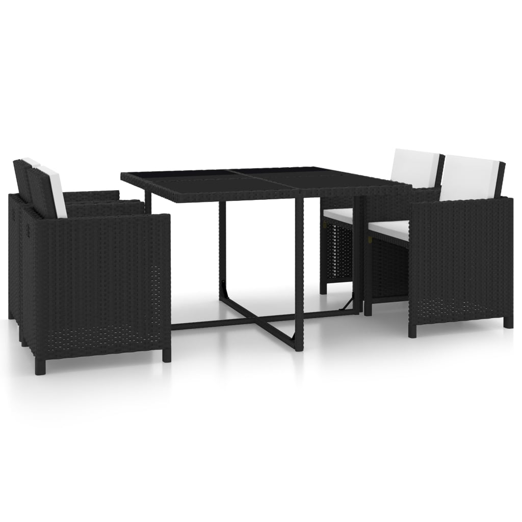 5-delige Tuinset met kussens poly rattan zwart is nu te koop bij PeponiXL, paradijselijk wonen!