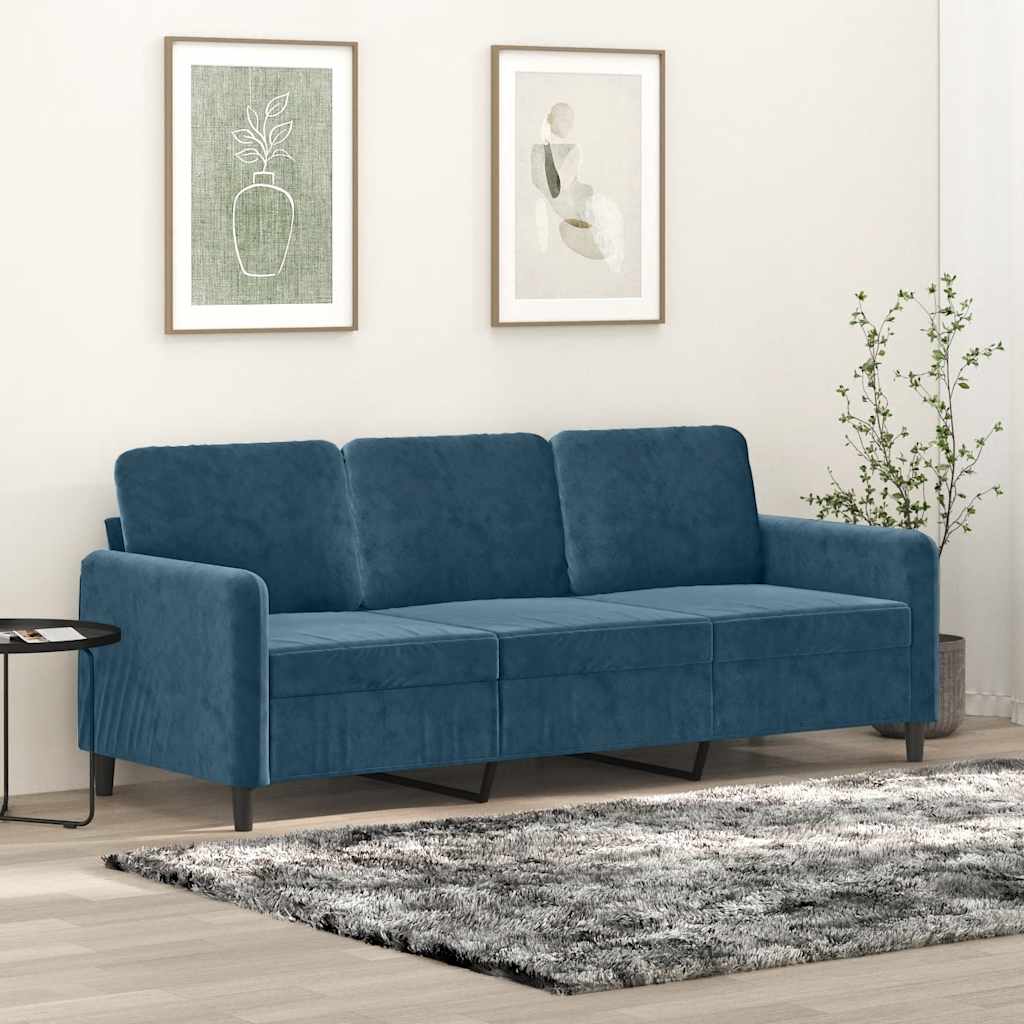 Driezitsbank 180 cm fluweel blauw is nu te koop bij PeponiXL, paradijselijk wonen!