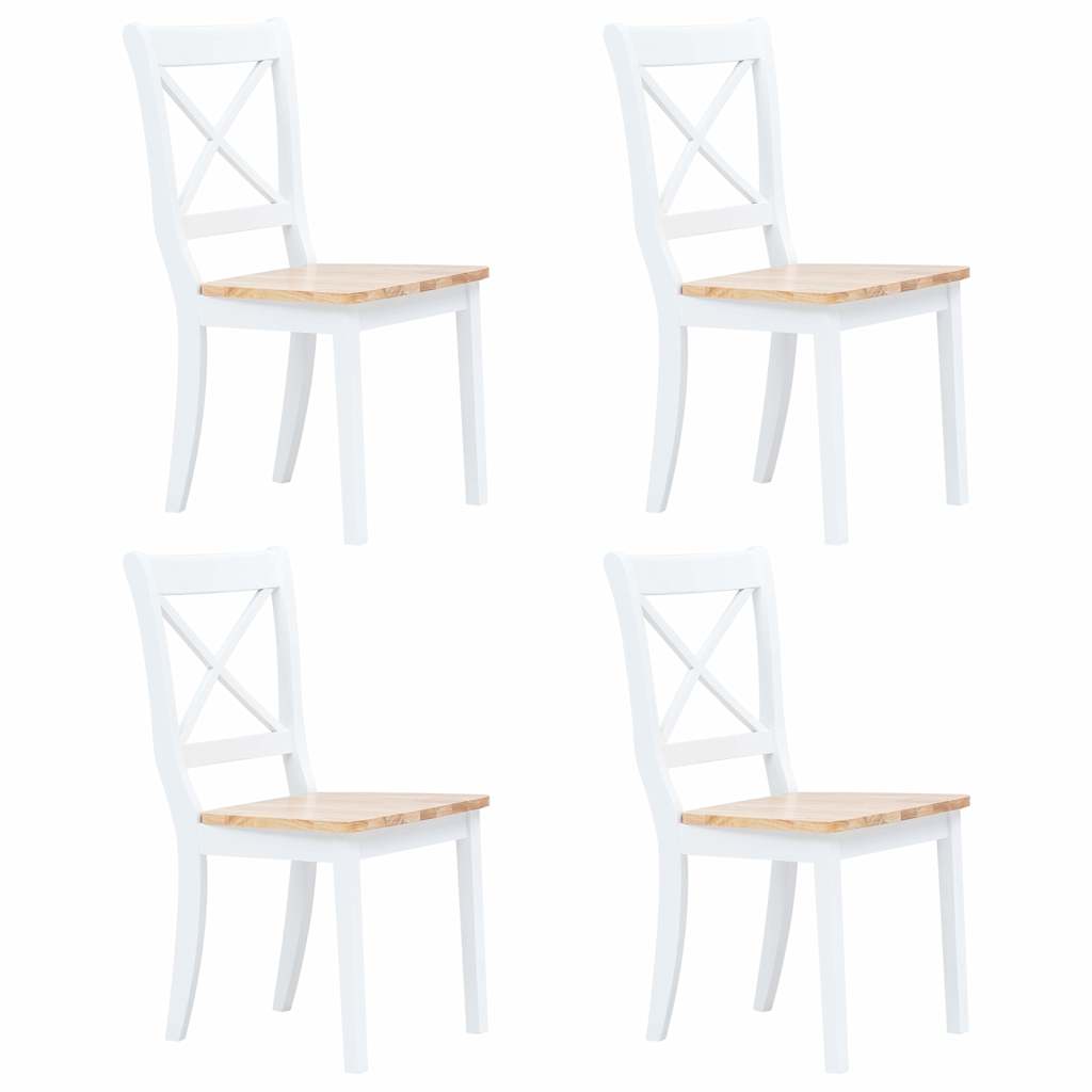 Eetkamerstoelen 4 st massief rubberwood naturel en wit is nu te koop bij PeponiXL, paradijselijk wonen!