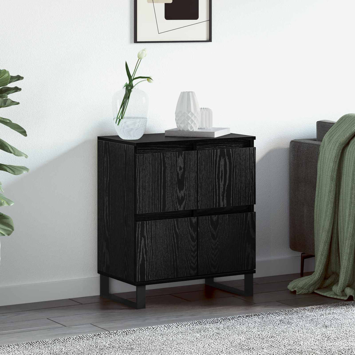 Dressoir Zwart Eiken 60 x 35 x 70 cm is nu te koop bij PeponiXL, paradijselijk wonen!