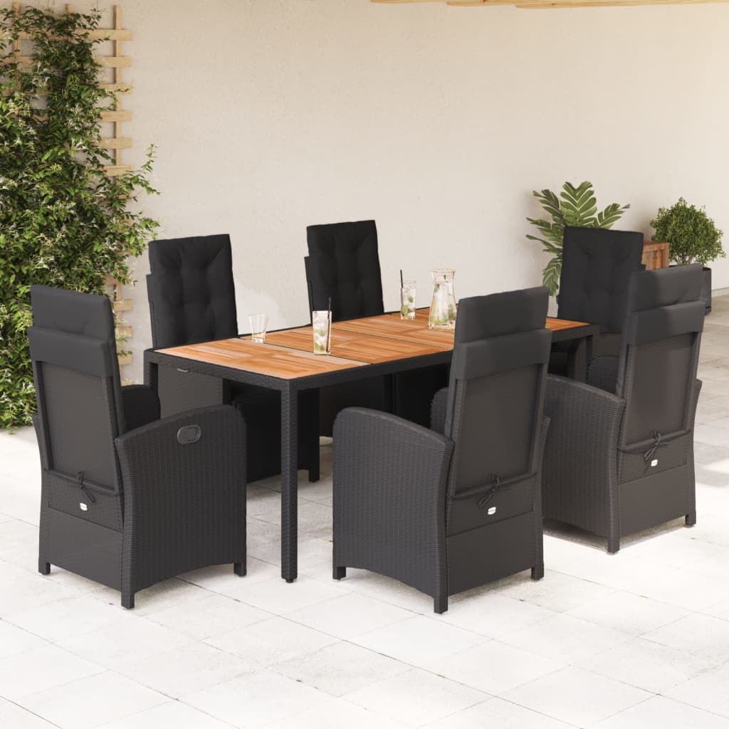 7-delige Tuinset met kussens poly rattan zwart is nu te koop bij PeponiXL, paradijselijk wonen!