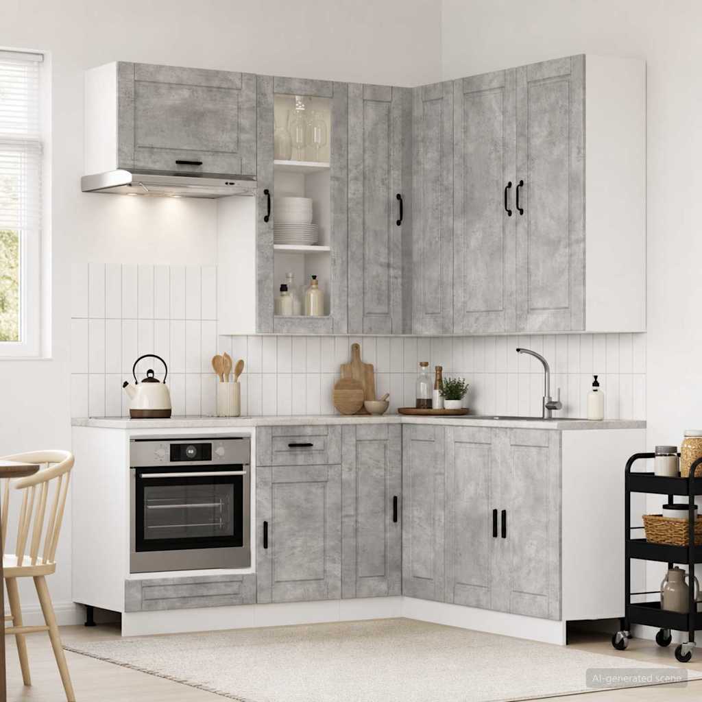 Keukenblok PORTO 8 pcs Betongrijs Bewerkt hout is nu te koop bij PeponiXL, paradijselijk wonen!
