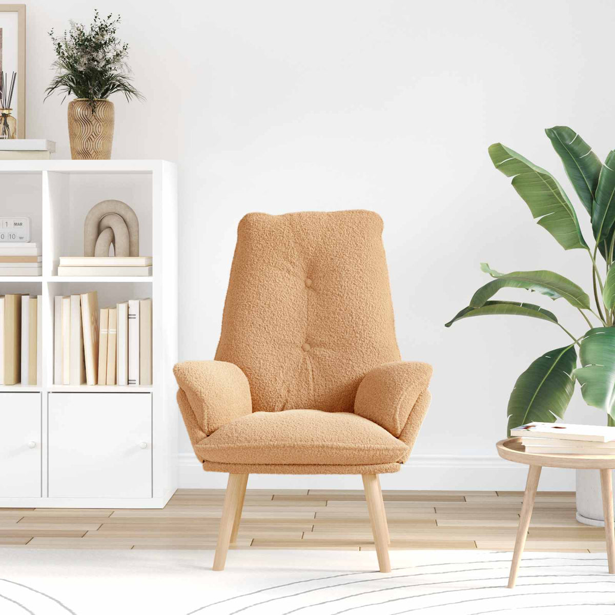 Fauteuil Beige 69 x 74 x 93 cm Sherpa Stof is nu te koop bij PeponiXL, paradijselijk wonen!