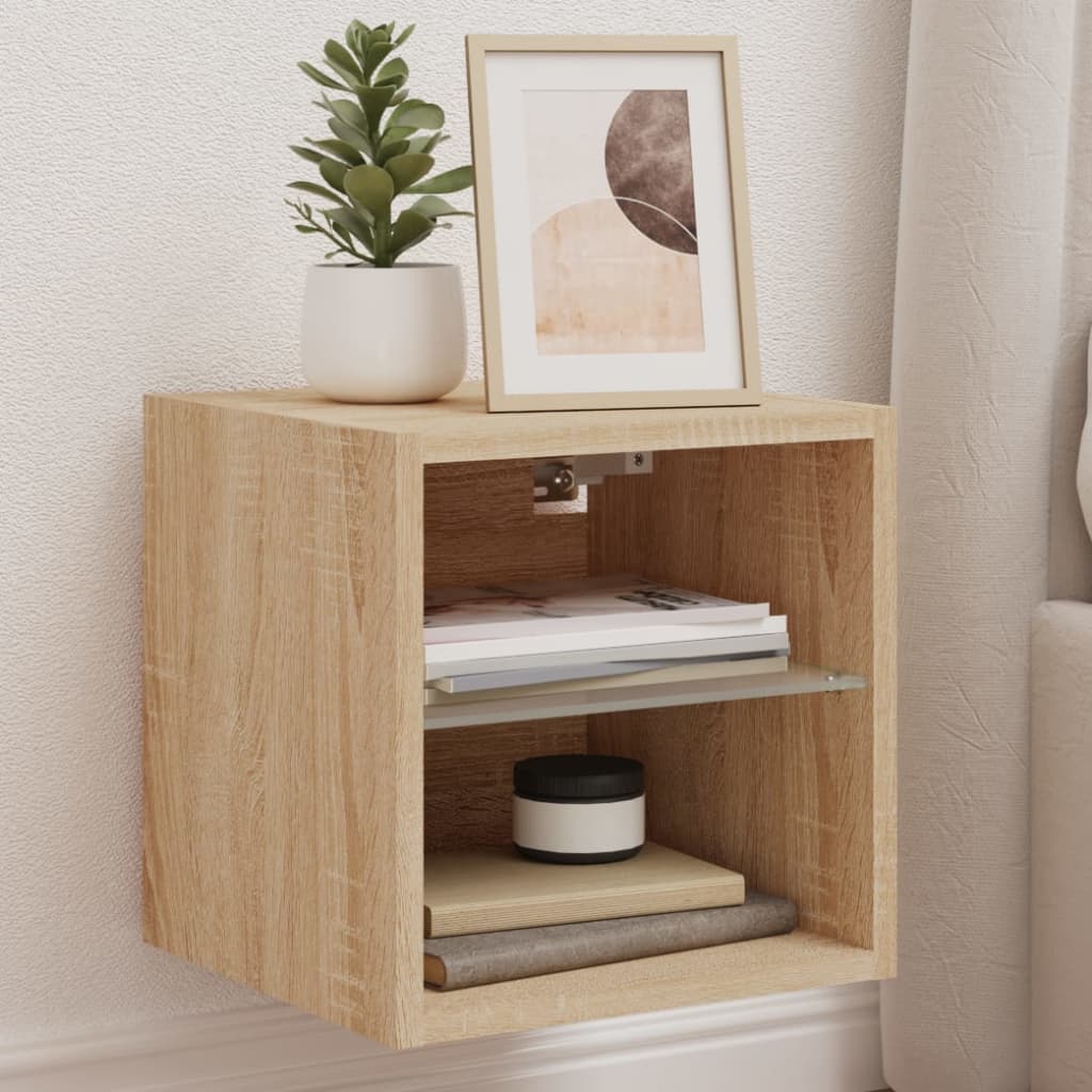 Tv-wandmeubel met LED-verlichting 30x28,5x30 cm sonoma eiken is nu te koop bij PeponiXL, paradijselijk wonen!