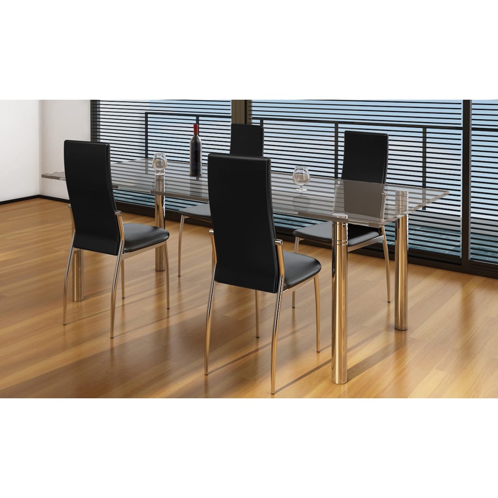 Eetkamerstoelen 4 st kunstleer zwart is nu te koop bij PeponiXL, paradijselijk wonen!
