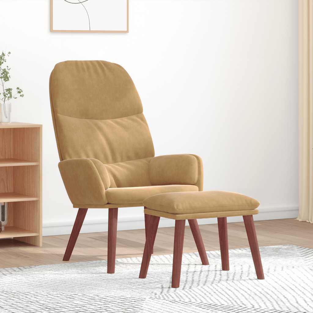 Relaxstoel met voetenbank fluweel bruin is nu te koop bij PeponiXL, paradijselijk wonen!
