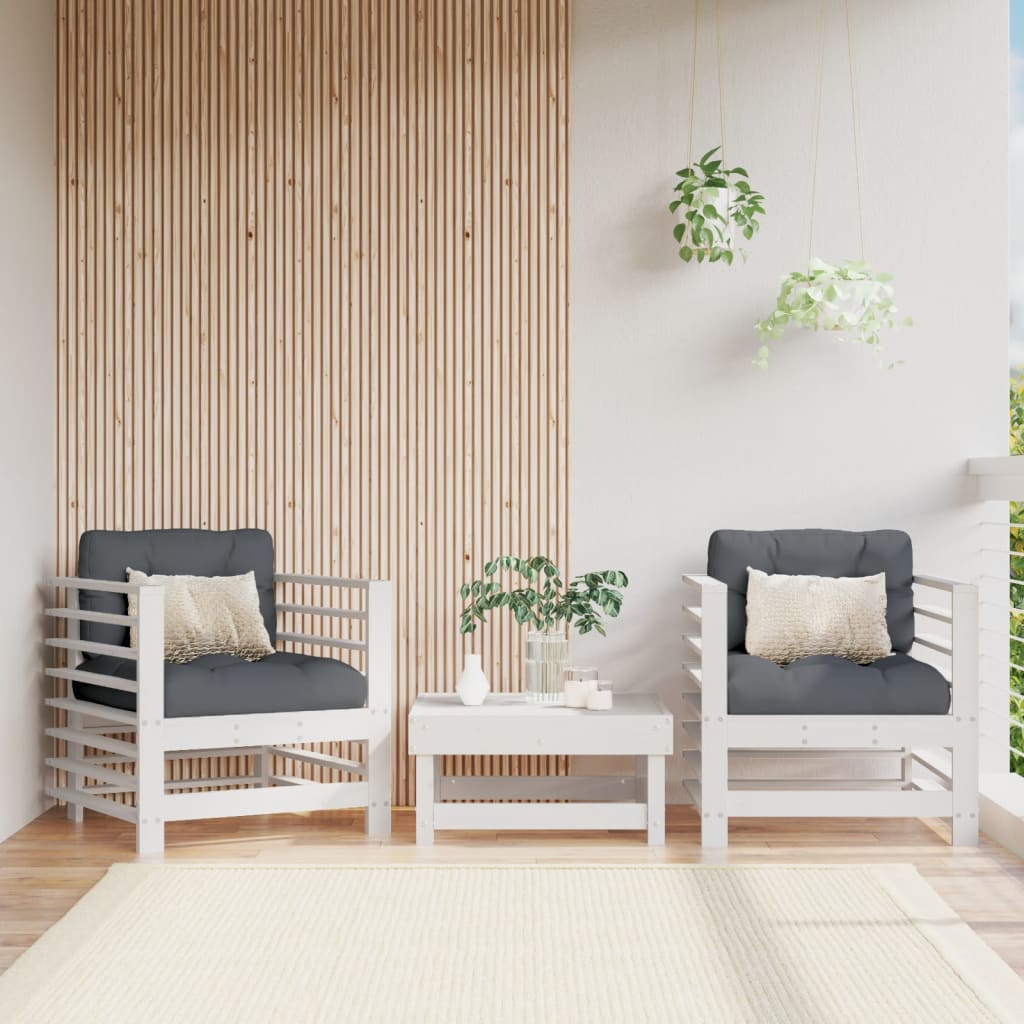 Tuinstoelen met kussens 2 st massief grenenhout wit is nu te koop bij PeponiXL, paradijselijk wonen!