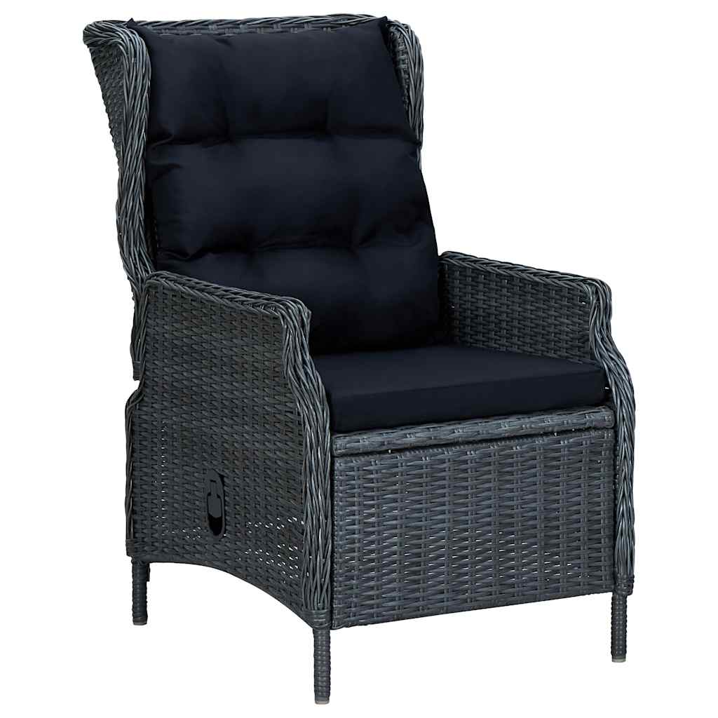 Tuinstoel verstelbaar met kussens poly rattan donkergrijs is nu te koop bij PeponiXL, paradijselijk wonen!