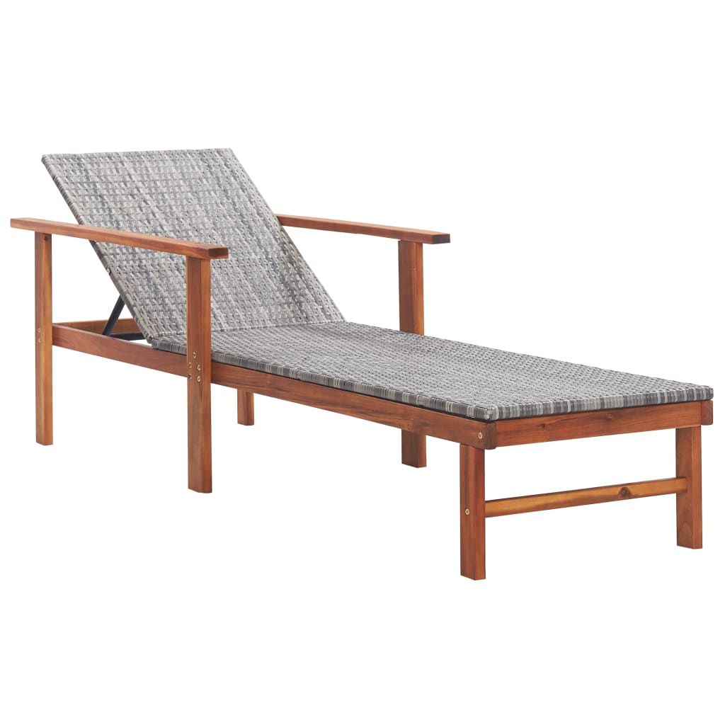 Ligbed poly rattan en massief acaciahout grijs is nu te koop bij PeponiXL, paradijselijk wonen!