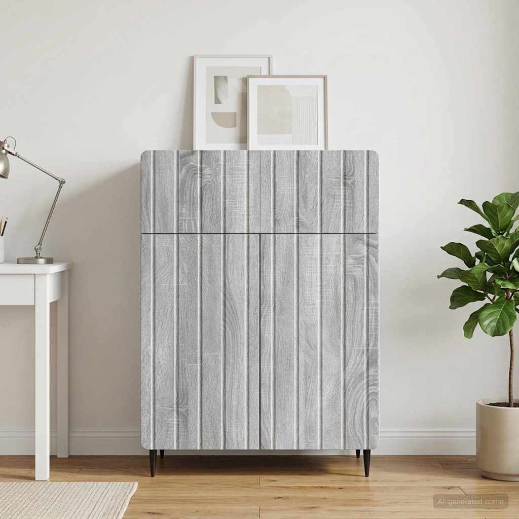 Dressoir met lade Grijs sonoma 66 x 34,5 x 92 cm Bewerkt hout is nu te koop bij PeponiXL, paradijselijk wonen!