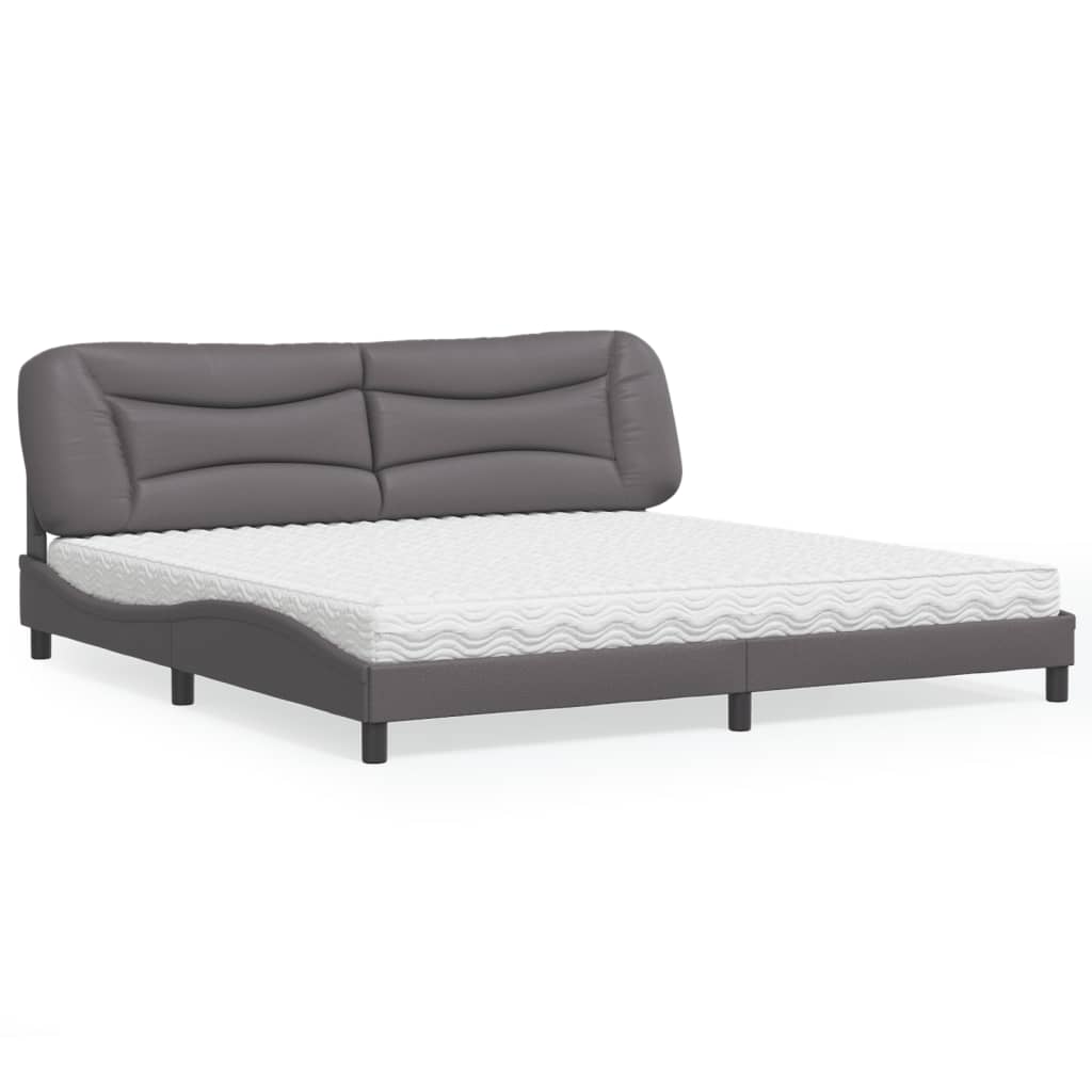 Bed met matras "Hvar" kunstleer grijs 200x200 cm is nu te koop bij PeponiXL, paradijselijk wonen!