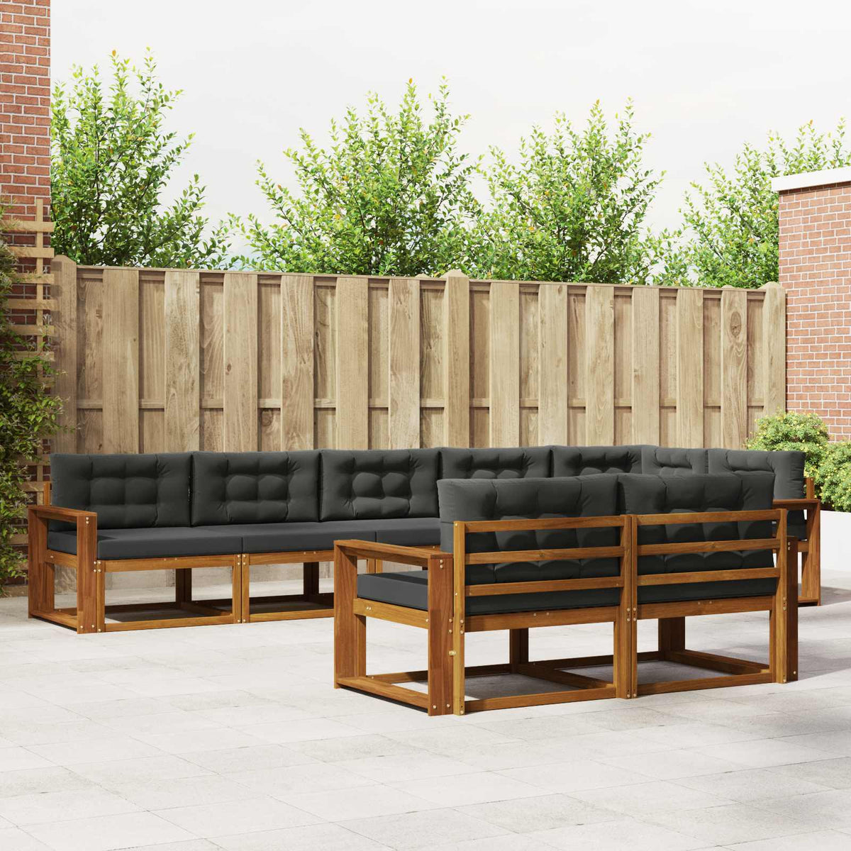 Buiten bankenset met kussen 8 pcs Natuurlijk en Antraciet is nu te koop bij PeponiXL, paradijselijk wonen!