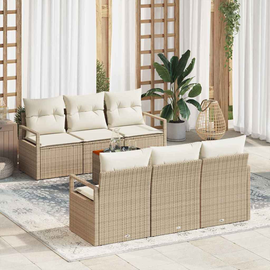 Tuinbankenset 7 st Beige en Crème poly rattan is nu te koop bij PeponiXL, paradijselijk wonen!